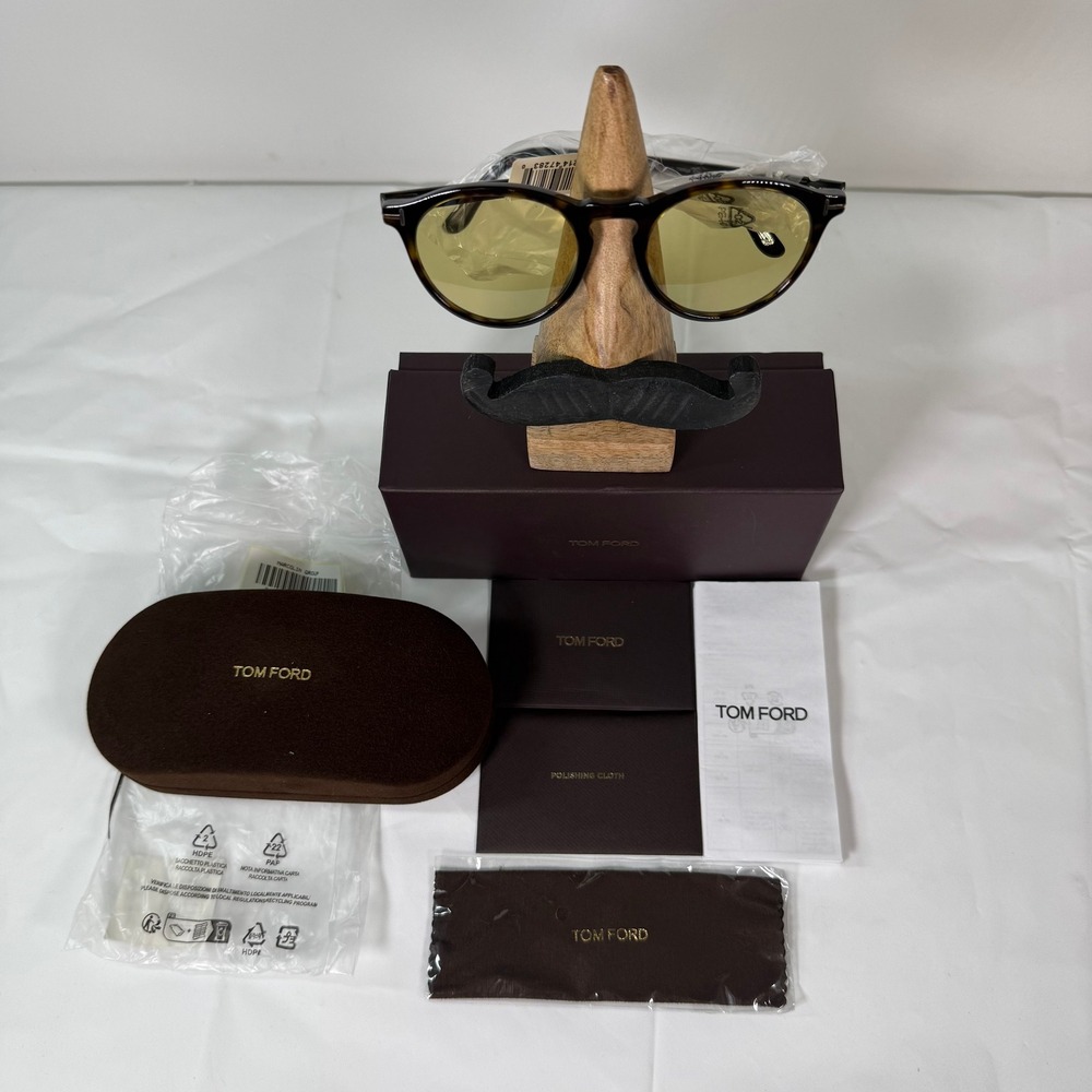 Tom Ford Aurele TF904 52N Dark Havana Photochromic Yellow Lens Sunglasses Italy